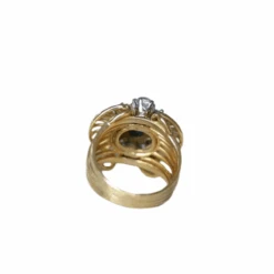 Bague Cocktail En Or Jaune, Platine Et Diamants -Castafiore Boutique bague cocktail en or jaune platine et diamants 891688