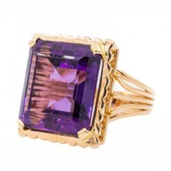 Bague Cocktail En Or Rose Et Améthyste -Castafiore Boutique bague cocktail en or rose et amethyste 259763