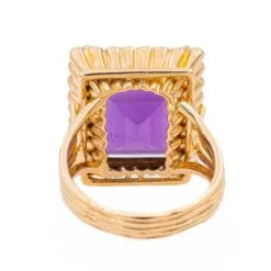 Bague Cocktail En Or Rose Et Améthyste -Castafiore Boutique bague cocktail en or rose et amethyste 883685