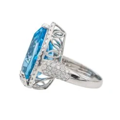 Bague Cocktail Or Blanc Topaze -Castafiore Boutique bague cocktail or blanc topaze 829666