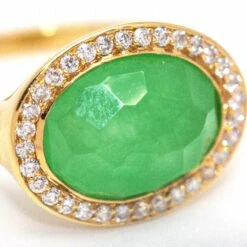 Bague DANZE En Or Jaune, Chrysoprase Et Diamants -Castafiore Boutique bague danze or jaune et diamants 668933