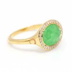 Bague DANZE En Or Jaune, Chrysoprase Et Diamants -Castafiore Boutique bague danze or jaune et diamants 954135