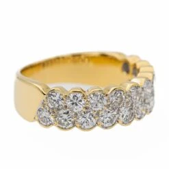 Bague Demi Alliance En Or Jaune, Blanc, Et Diamant -Castafiore Boutique bague demi alliance en or jaune blanc et diamant 339355