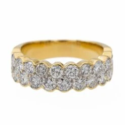 Bague Demi Alliance En Or Jaune, Blanc, Et Diamant