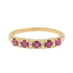 Bague Demi Alliance En Or Jaune Et Rubis