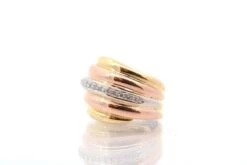Bague Diamants En Or Rose, Blanc Et Jaune