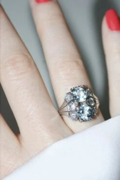 Bague Dôme Art Deco Aigue-marine Et Diamant -Castafiore Boutique bague dome art deco aigue marine et diamant 313822