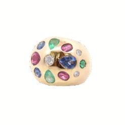 Bague Dôme En Or Jaune, émeraudes, Rubis, Saphirs, Tourmaline Et Diamants 7 Bague Dôme En Or Jaune, émeraudes, Rubis, Saphirs, Tourmaline Et Diamants -Castafiore Boutique bague dome en or jaune emeraudes rubis saphirs tourmaline et diamants 460026