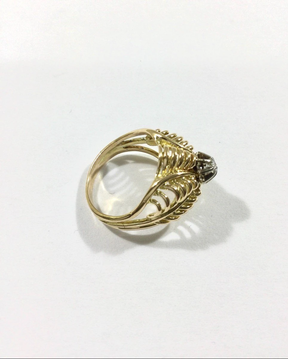 Bague Dôme En Or Jaune Et Diamant 4 Bague Dôme En Or Jaune Et Diamant – Image 4