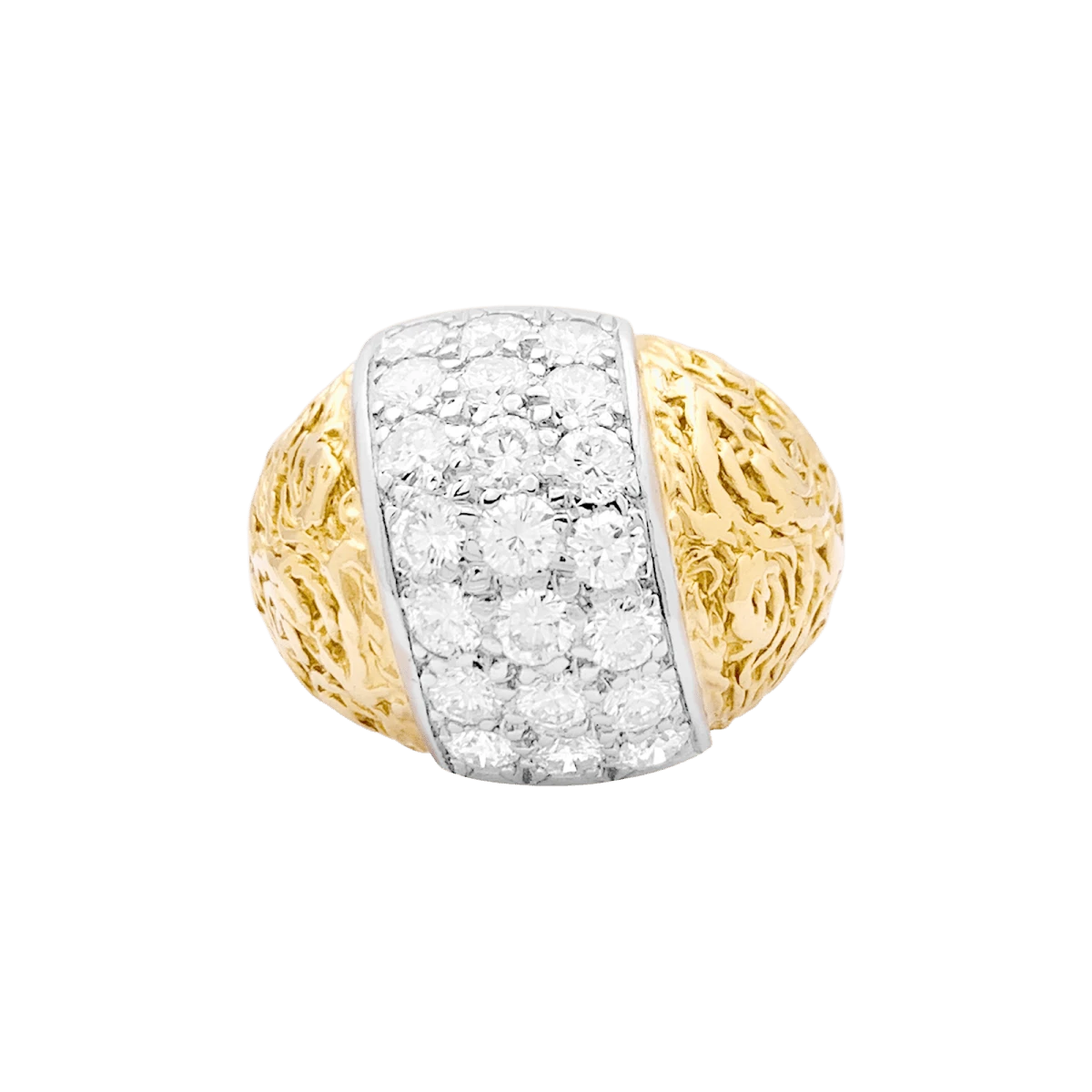 Miller Bague Dôme En Or Jaune, Or Blanc Et Diamants 1 Miller Bague Dôme En Or Jaune, Or Blanc Et Diamants