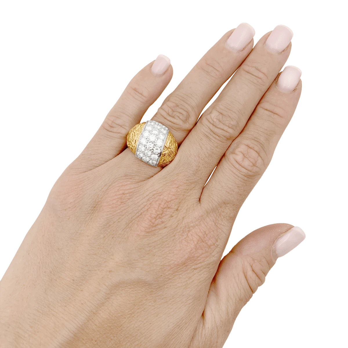 Miller Bague Dôme En Or Jaune, Or Blanc Et Diamants 2 Miller Bague Dôme En Or Jaune, Or Blanc Et Diamants – Image 2