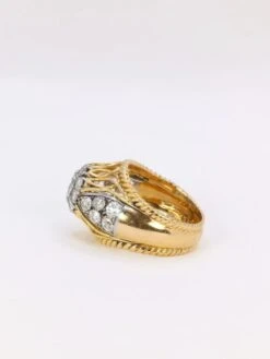 Bague Dome En Or Jaune, Platine Et Diamant 1 Carat 14 Bague Dome En Or Jaune, Platine Et Diamant 1 Carat -Castafiore Boutique bague dome en or jaune platine et diamant 1 carat 130867