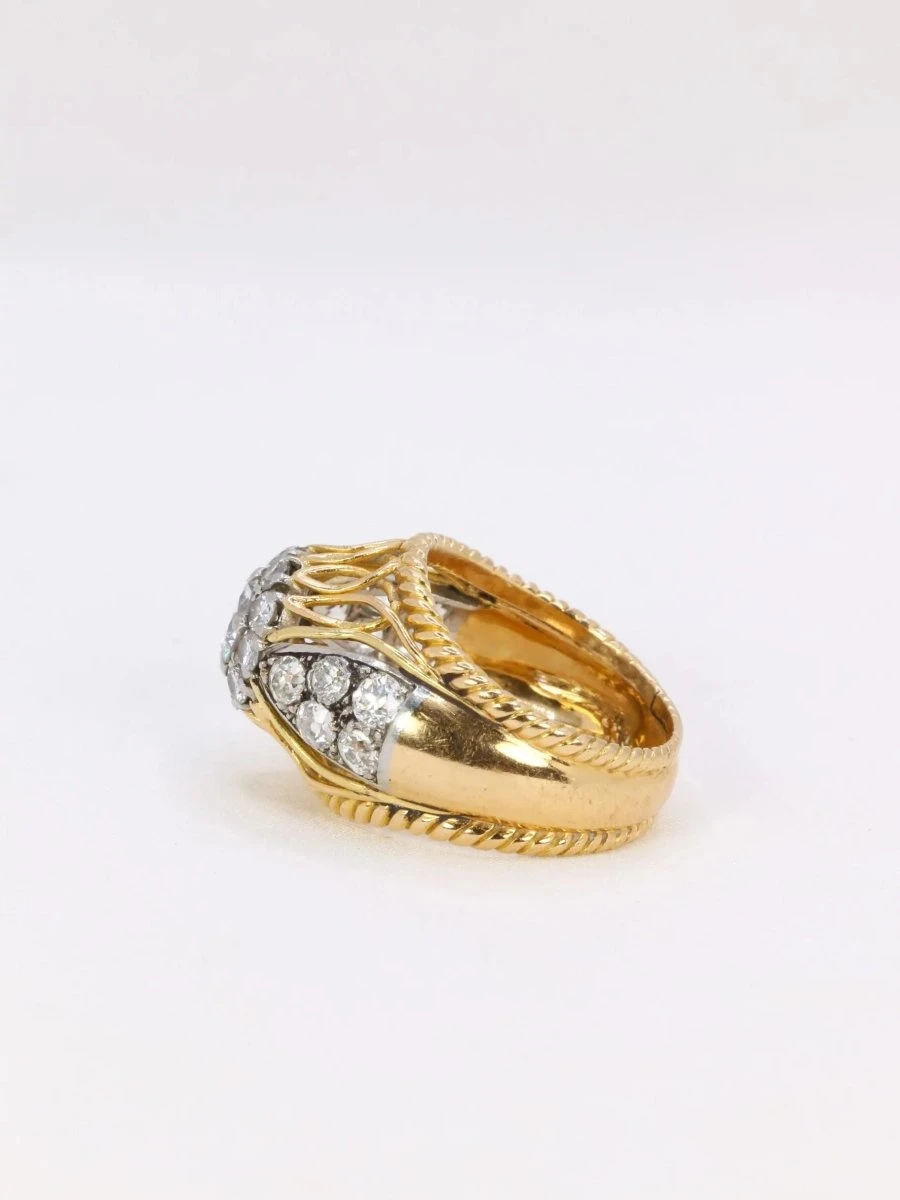 Bague Dome En Or Jaune, Platine Et Diamant 1 Carat 6 Bague Dome En Or Jaune, Platine Et Diamant 1 Carat – Image 6