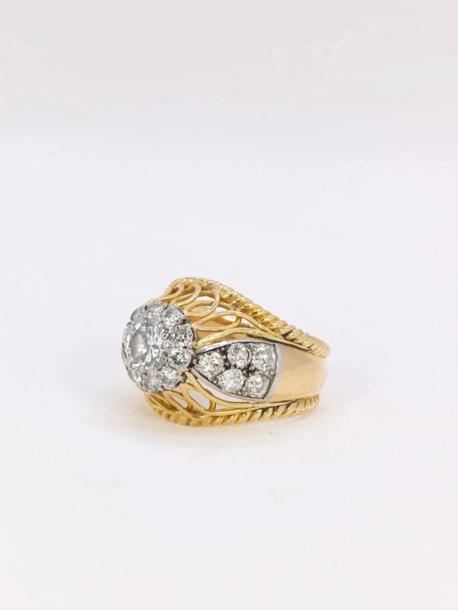 Bague Dome En Or Jaune, Platine Et Diamant 1 Carat 7 Bague Dome En Or Jaune, Platine Et Diamant 1 Carat – Image 7