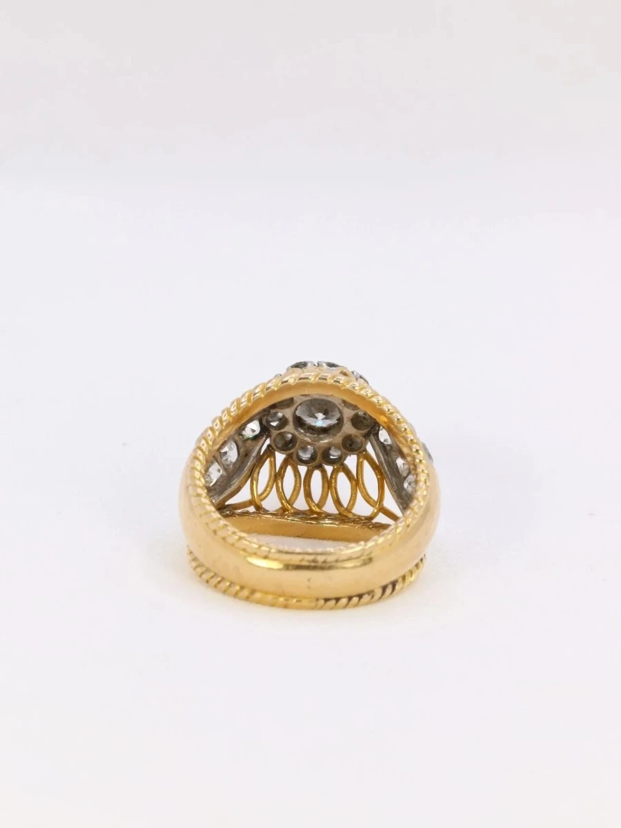 Bague Dome En Or Jaune, Platine Et Diamant 1 Carat 5 Bague Dome En Or Jaune, Platine Et Diamant 1 Carat – Image 5