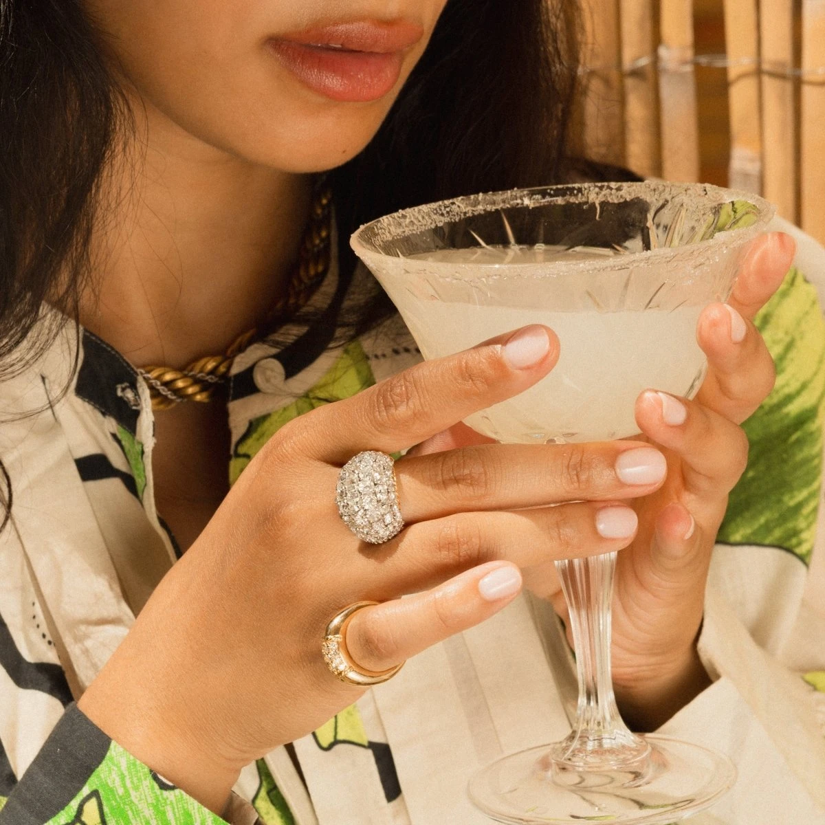 Bague Dôme En Or Jaune Tressé Et Diamants 2 Bague Dôme En Or Jaune Tressé Et Diamants – Image 2