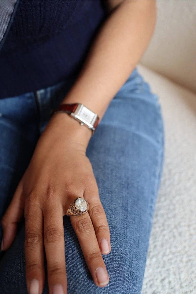 Bague Dôme En Or Rose, Sertie D'un Diamant Taille Ancienne Ovale De 7 Carats Environ 6 Bague Dôme En Or Rose, Sertie D'un Diamant Taille Ancienne Ovale De 7 Carats Environ – Image 6