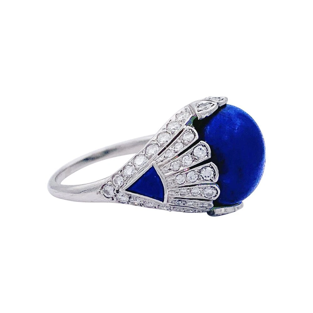 Miller Bague Dôme En Platine, Lapis Lazuli Et Diamants. 3 Miller Bague Dôme En Platine, Lapis Lazuli Et Diamants. – Image 3