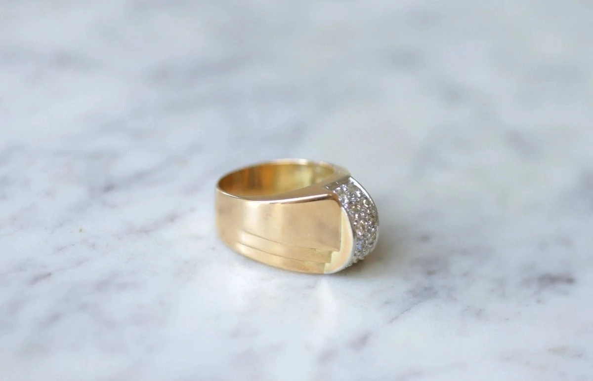 Bague Dome Tank Diamants, Or Et Platine 8 Bague Dome Tank Diamants, Or Et Platine – Image 8