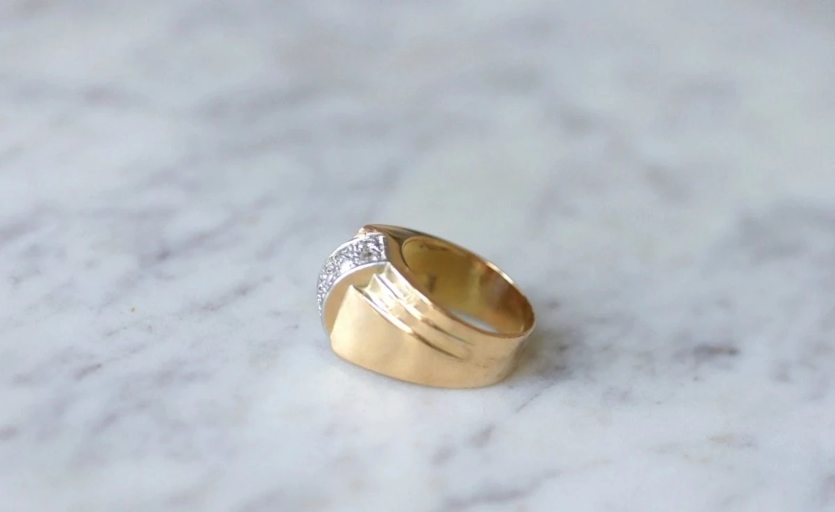 Bague Dome Tank Diamants, Or Et Platine 5 Bague Dome Tank Diamants, Or Et Platine – Image 5