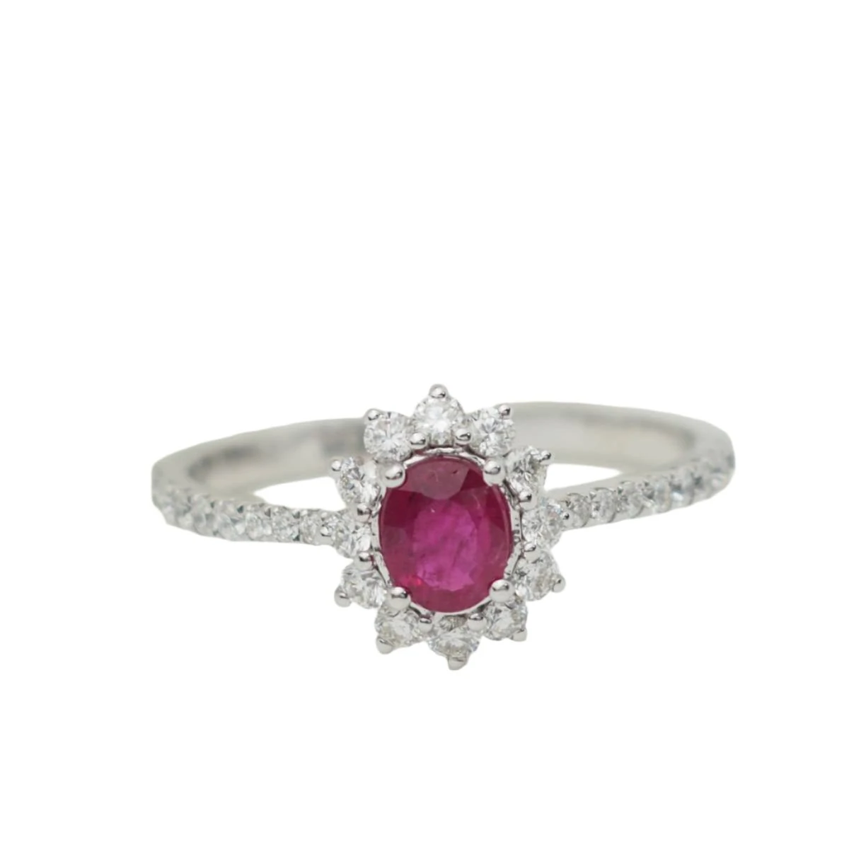 Bague En Or Blanc, Rubis Et Diamants 1 Bague En Or Blanc, Rubis Et Diamants