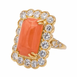 Bague En Or Jaune, Corail Et Diamants 9 Bague En Or Jaune, Corail Et Diamants -Castafiore Boutique bague en or jaune corail et diamants 383751
