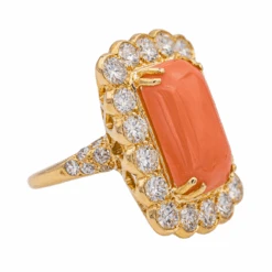 Bague En Or Jaune, Corail Et Diamants 12 Bague En Or Jaune, Corail Et Diamants -Castafiore Boutique bague en or jaune corail et diamants 931751