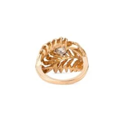 Bague Plume En Or Jaune Et Diamant -Castafiore Boutique bague en or jaune en forme de plume ornee dun solitaire 318920