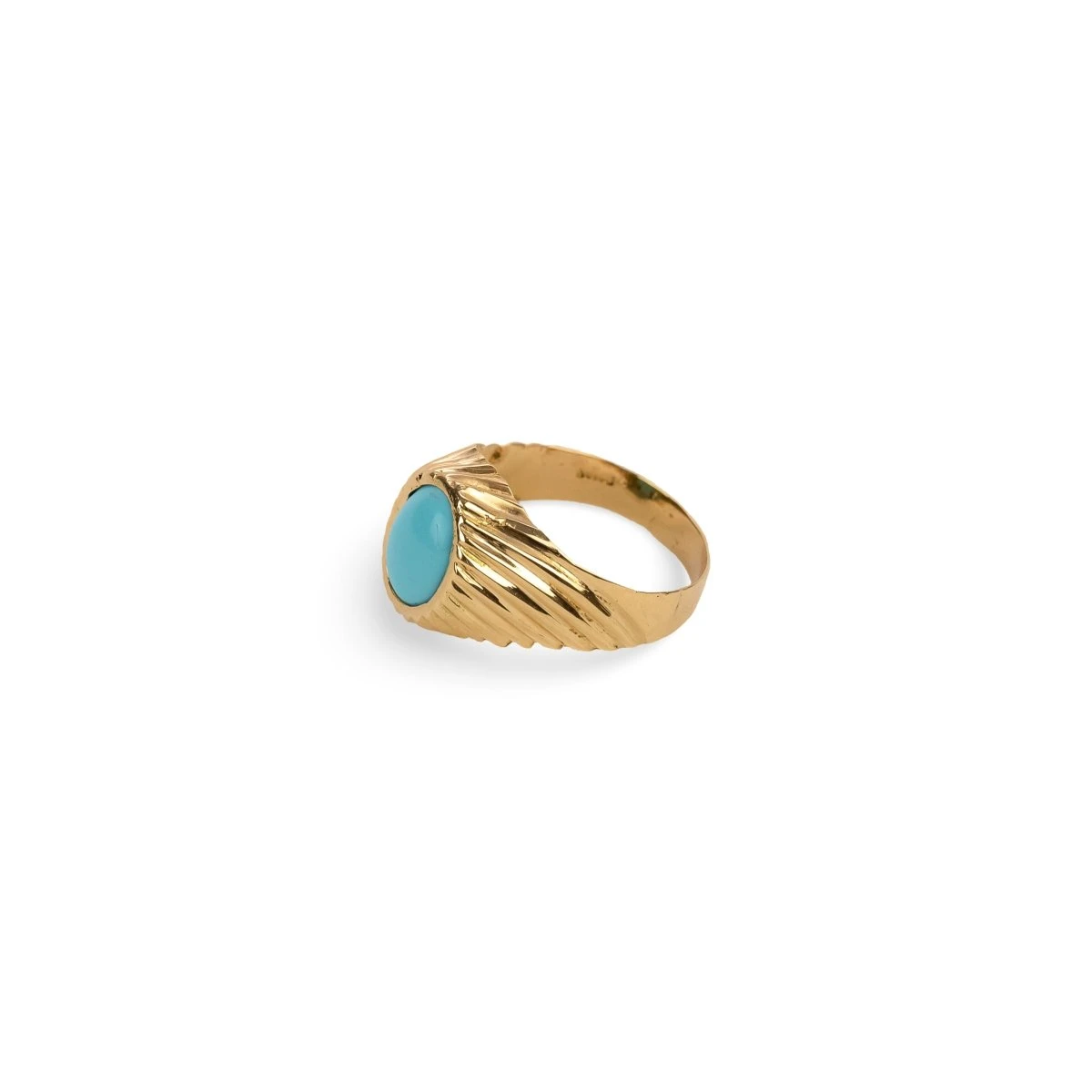 Bague En Or Jaune Et Cabochon De Turquoise 5 Bague En Or Jaune Et Cabochon De Turquoise – Image 5