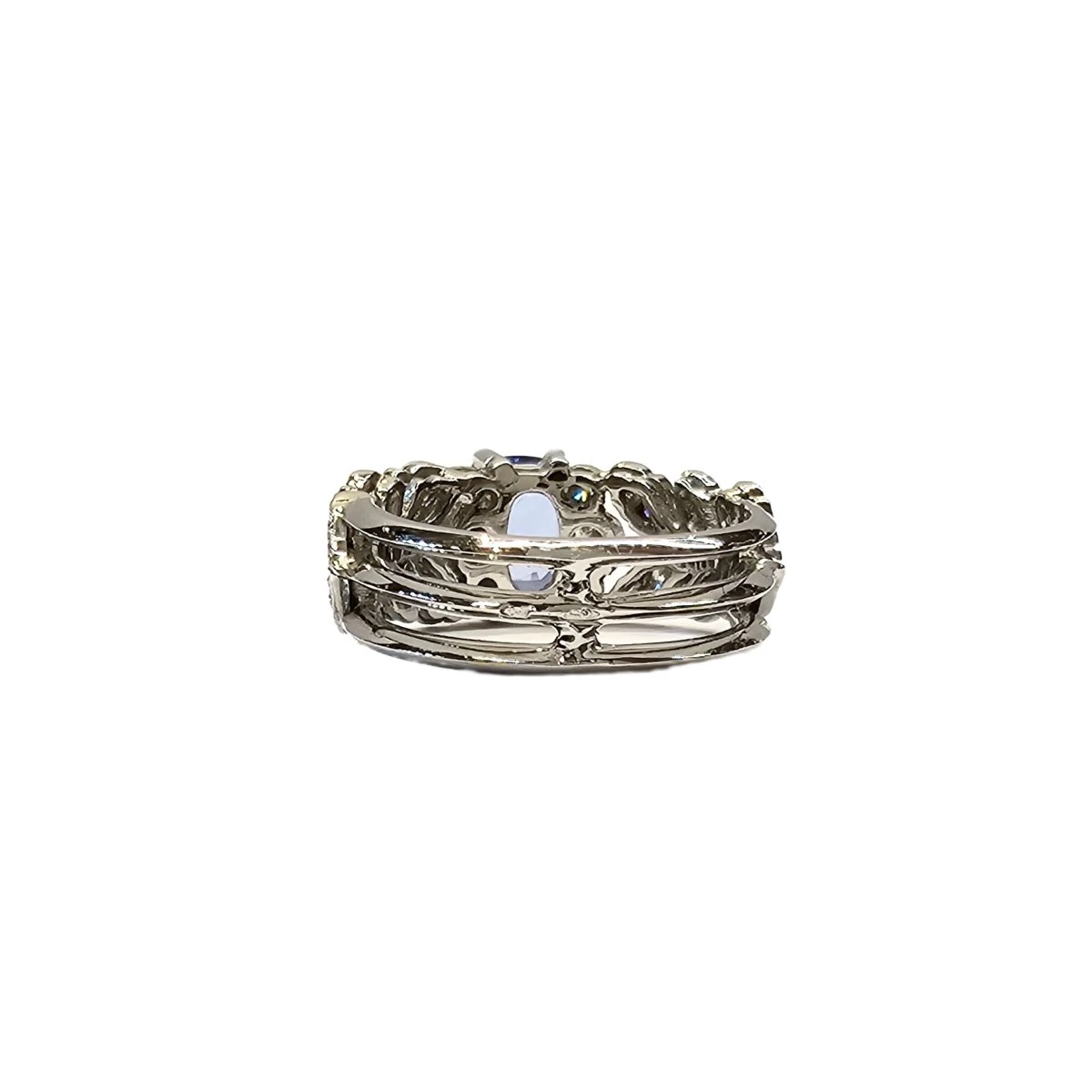 Bague Bandeau En Platine, Saphir Et Diamants 4 Bague Bandeau En Platine, Saphir Et Diamants – Image 4