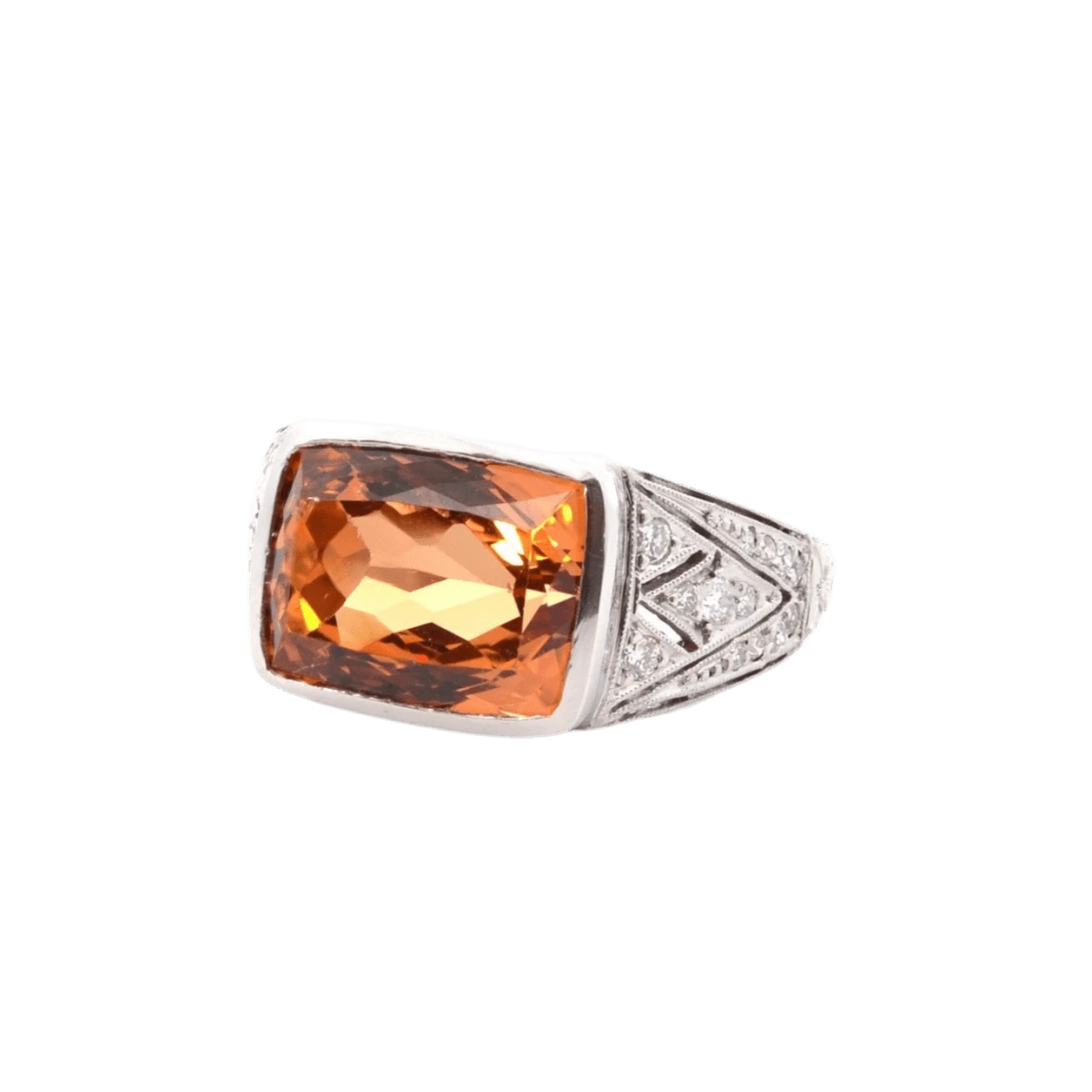 Bague En Platine, Topaze Et Diamants 3 Bague En Platine, Topaze Et Diamants – Image 3