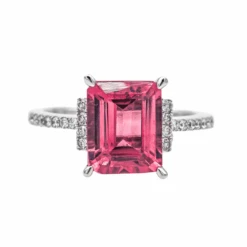 Bague Entourage En Or Blanc, Tourmaline Et Diamants
