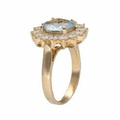 Bague Entourage En Or Jaune, Aigue-marine Et Diamants -Castafiore Boutique bague entourage en or jaune aigue marine et diamants 397175