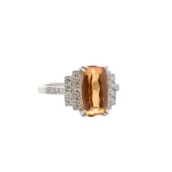 Bague Entourage En Platine, Topaze Et Diamants -Castafiore Boutique bague entourage en platine topaze et diamants 409093