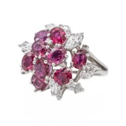 Bague Fleur Or Blanc Rubis -Castafiore Boutique bague fleur or blanc rubis 438371