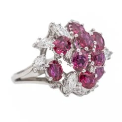 Bague Fleur Or Blanc Rubis -Castafiore Boutique bague fleur or blanc rubis 913906