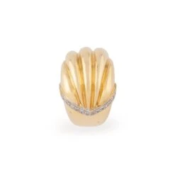 Bague Godronnée En Or Jaune Souligné D'une Ligne De Diamant -Castafiore Boutique bague godronnee en or jaune souligne dune ligne de diamant 845654