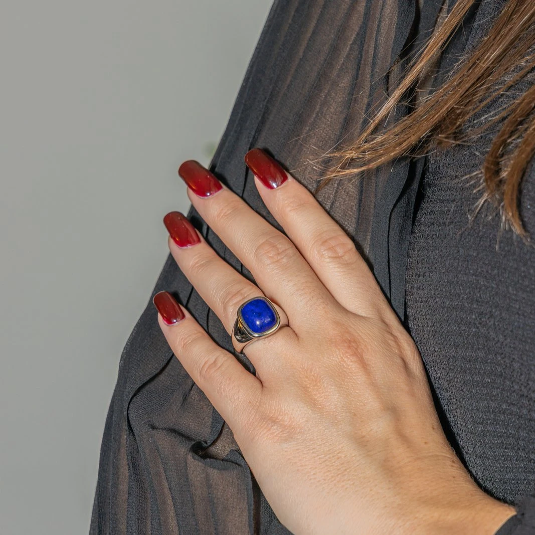 Bague HERMES En Or Blanc Et Lapis-lazuli 2 Bague HERMES En Or Blanc Et Lapis-lazuli – Image 2