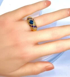 Bague Jonc En Or 18 Carats En Saphirs Et Diamants -Castafiore Boutique bague jonc en or 18 carats en saphirs et diamants 620580