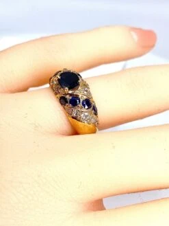 Bague Jonc En Or 18 Carats En Saphirs Et Diamants -Castafiore Boutique bague jonc en or 18 carats en saphirs et diamants 805796