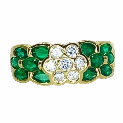 Bague Jonc En Or Jaune, émeraudes Et Diamants