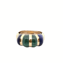 Bague Jonc En Or Jaune, Malachite Et Lapiz-lazuli