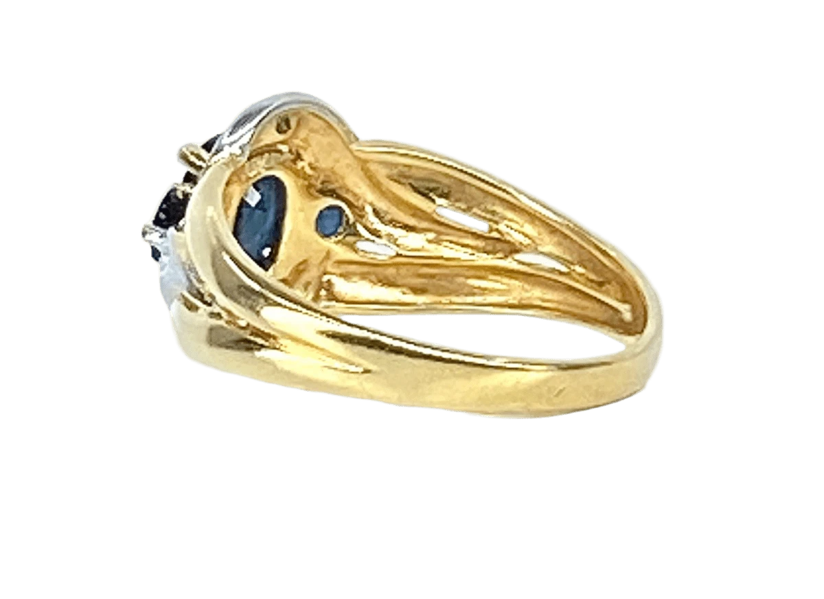 Bague Jonc En Or Jaune, Saphirs Et Diamants 4 Bague Jonc En Or Jaune, Saphirs Et Diamants – Image 4