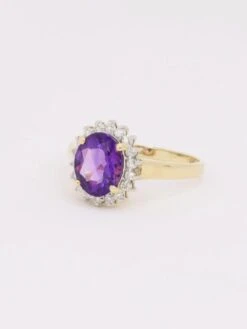 Bague Marguerite Améthyste Ovale Diamants -Castafiore Boutique bague marguerite amethyste ovale diamants 338653