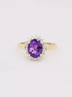 Bague Marguerite Améthyste Ovale Diamants