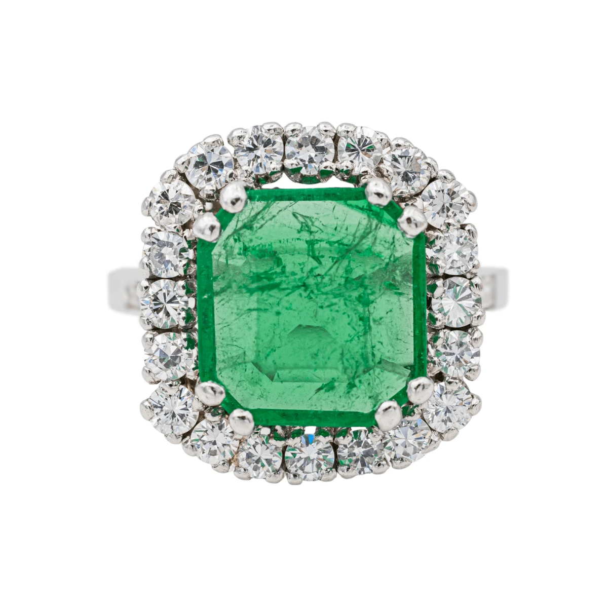 Bague Marguerite En Or Blanc, Platine Et émeraude 1 Bague Marguerite En Or Blanc, Platine Et émeraude