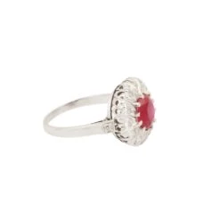Bague Marguerite En Or Blanc, Rubis Et Diamant -Castafiore Boutique bague marguerite en or blanc rubis et diamant 899445