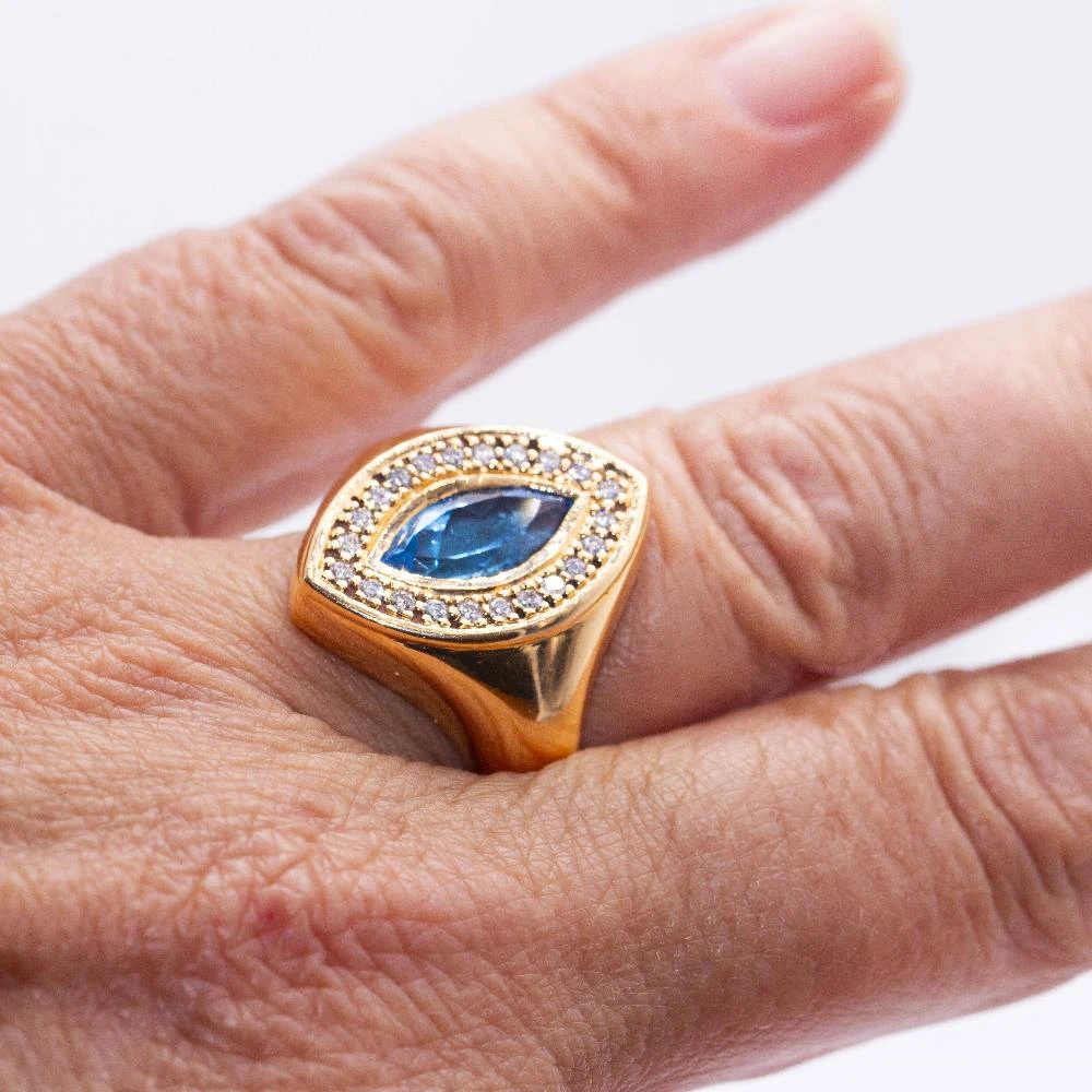 Bague Marquise En Or Rose, Topaze Et Diamants 2 Bague Marquise En Or Rose, Topaze Et Diamants – Image 2