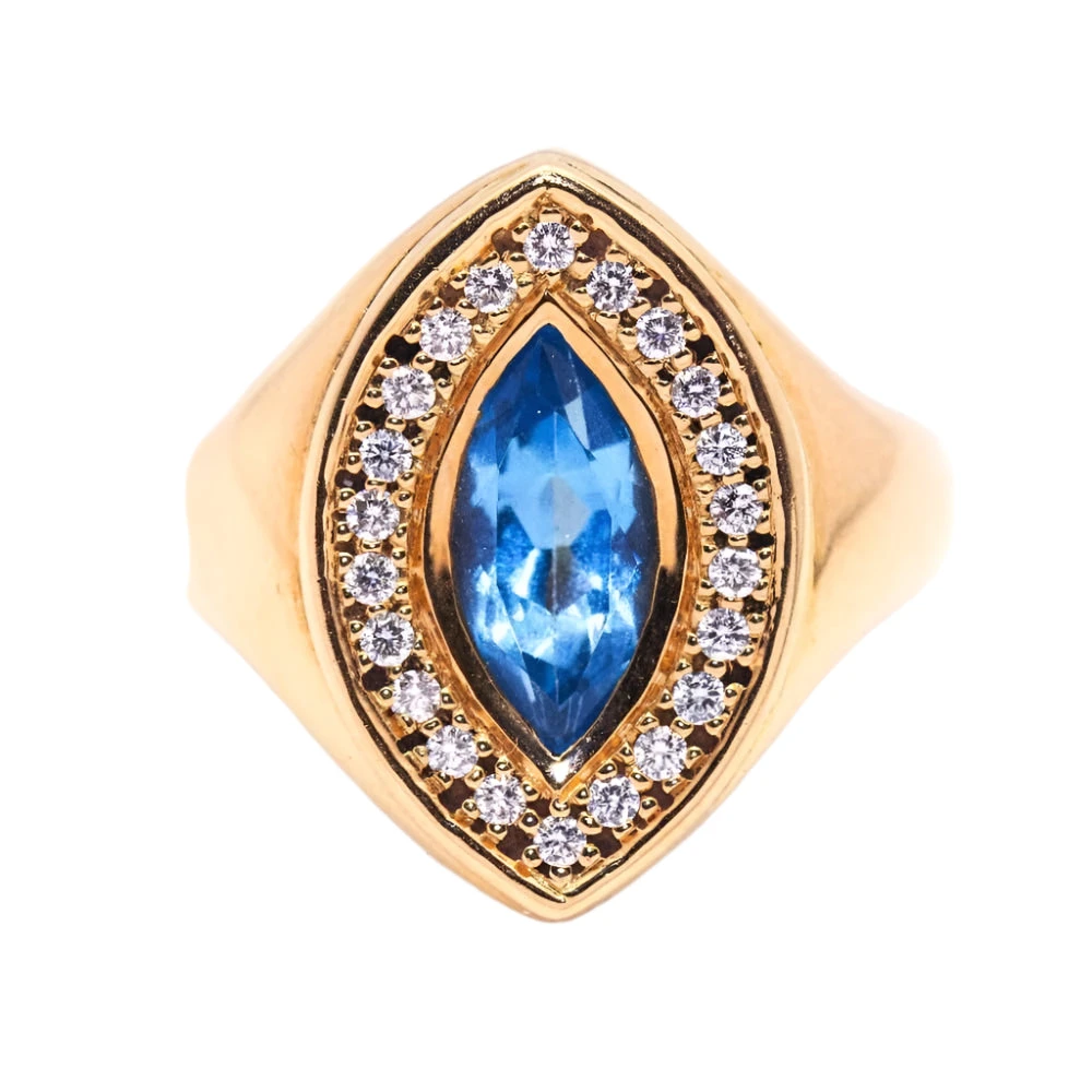 Bague Marquise En Or Rose, Topaze Et Diamants 1 Bague Marquise En Or Rose, Topaze Et Diamants