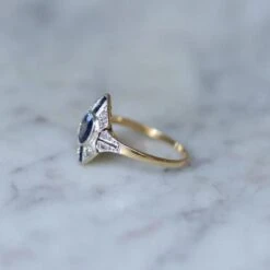 Bague Marquise En Or Jaune Et Blanc, Saphirs Et Diamants -Castafiore Boutique bague marquise en or jaune et blanc saphirs et diamants 390128